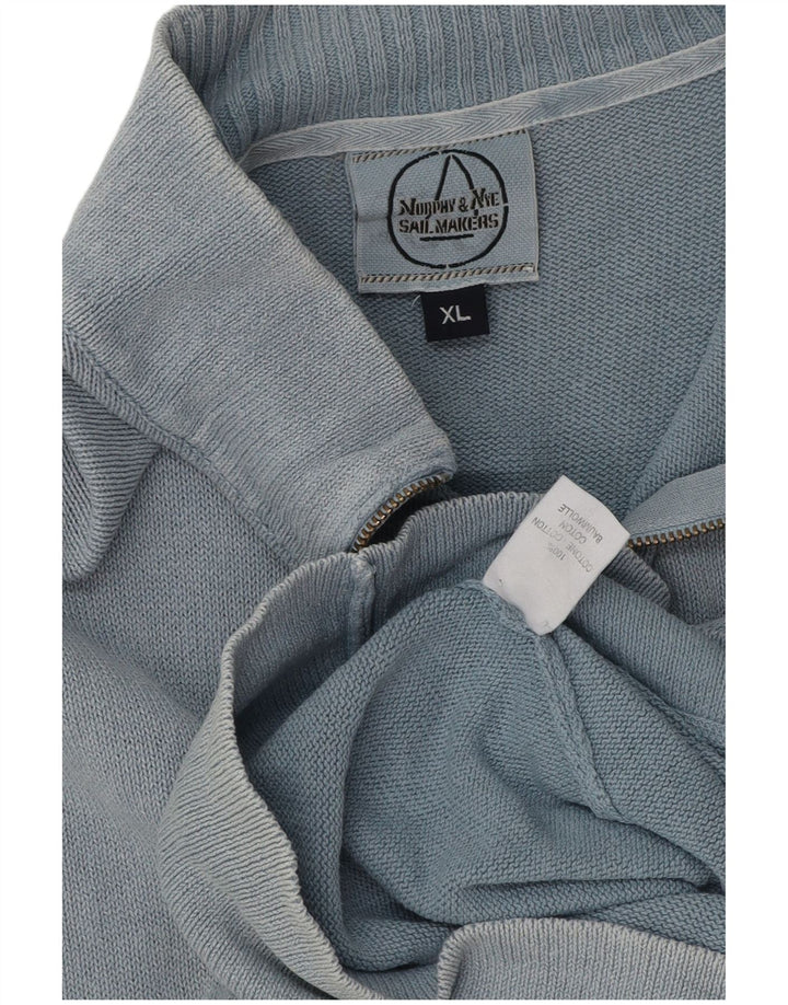 Murphy & Nye Herren-Pullover mit Reißverschluss am Hals, XL, blaue Baumwolle