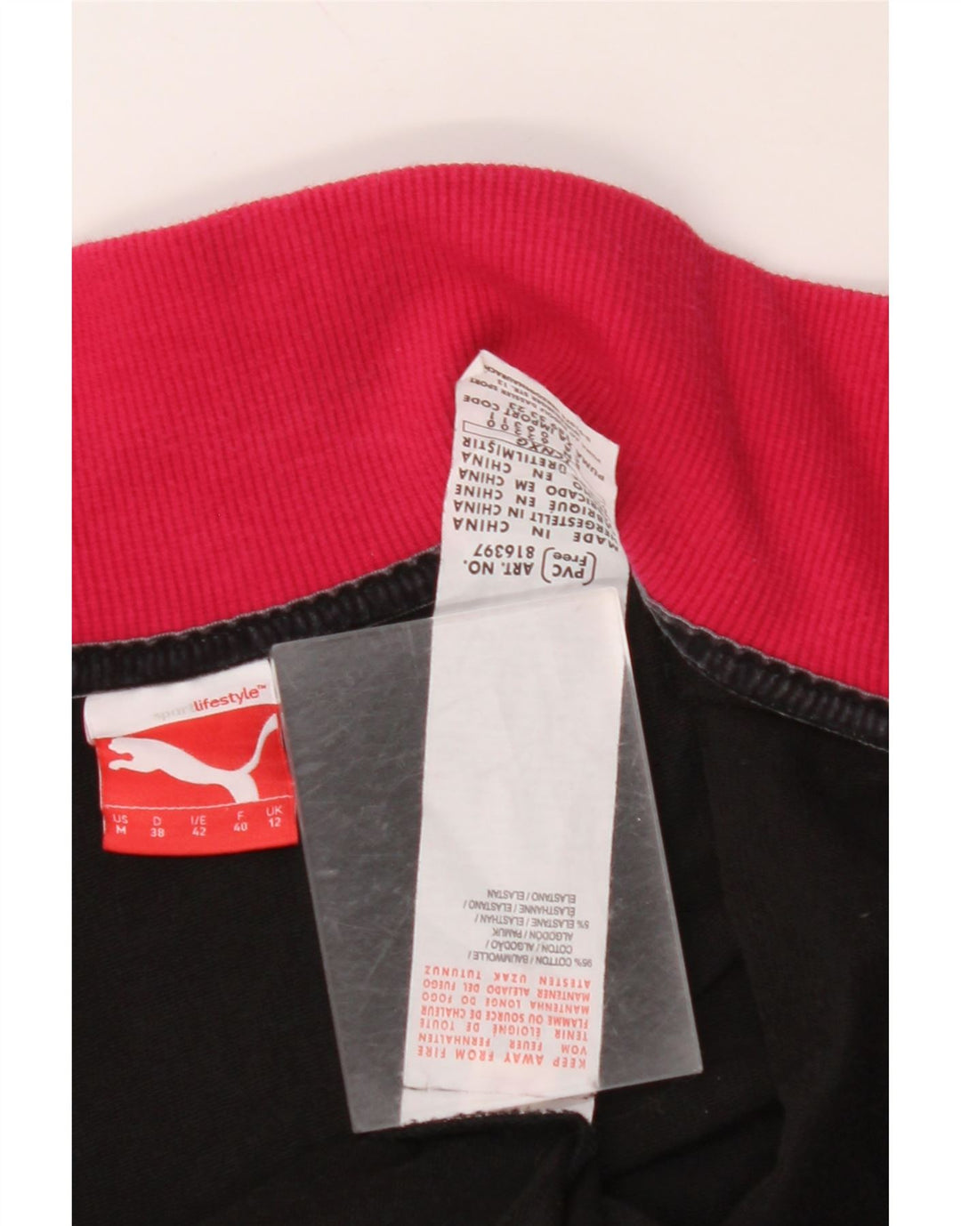 PUMA Damen-Trainingsanzug, Top-Jacke, UK 12, mittelschwarz, Colourblock-Baumwolle