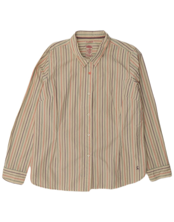 Joules Damenhemd UK 18 XL Beige gestreifte Baumwolle
