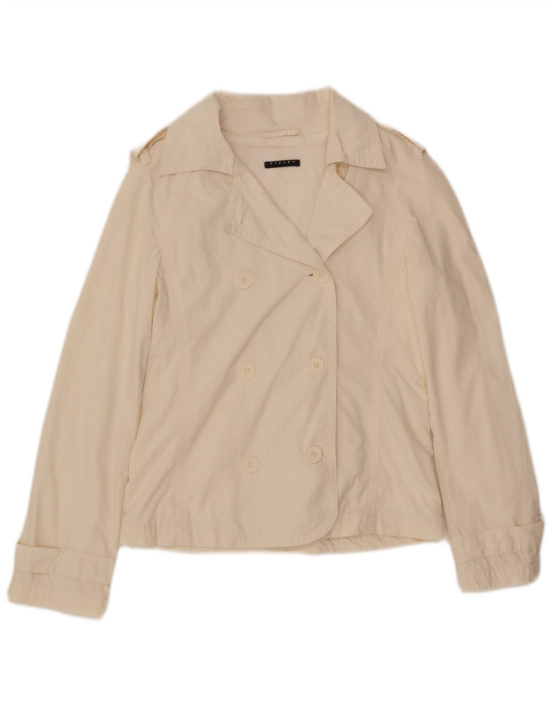 Sisley Damen Pea Coat IT 40 Small Off White Baumwolle