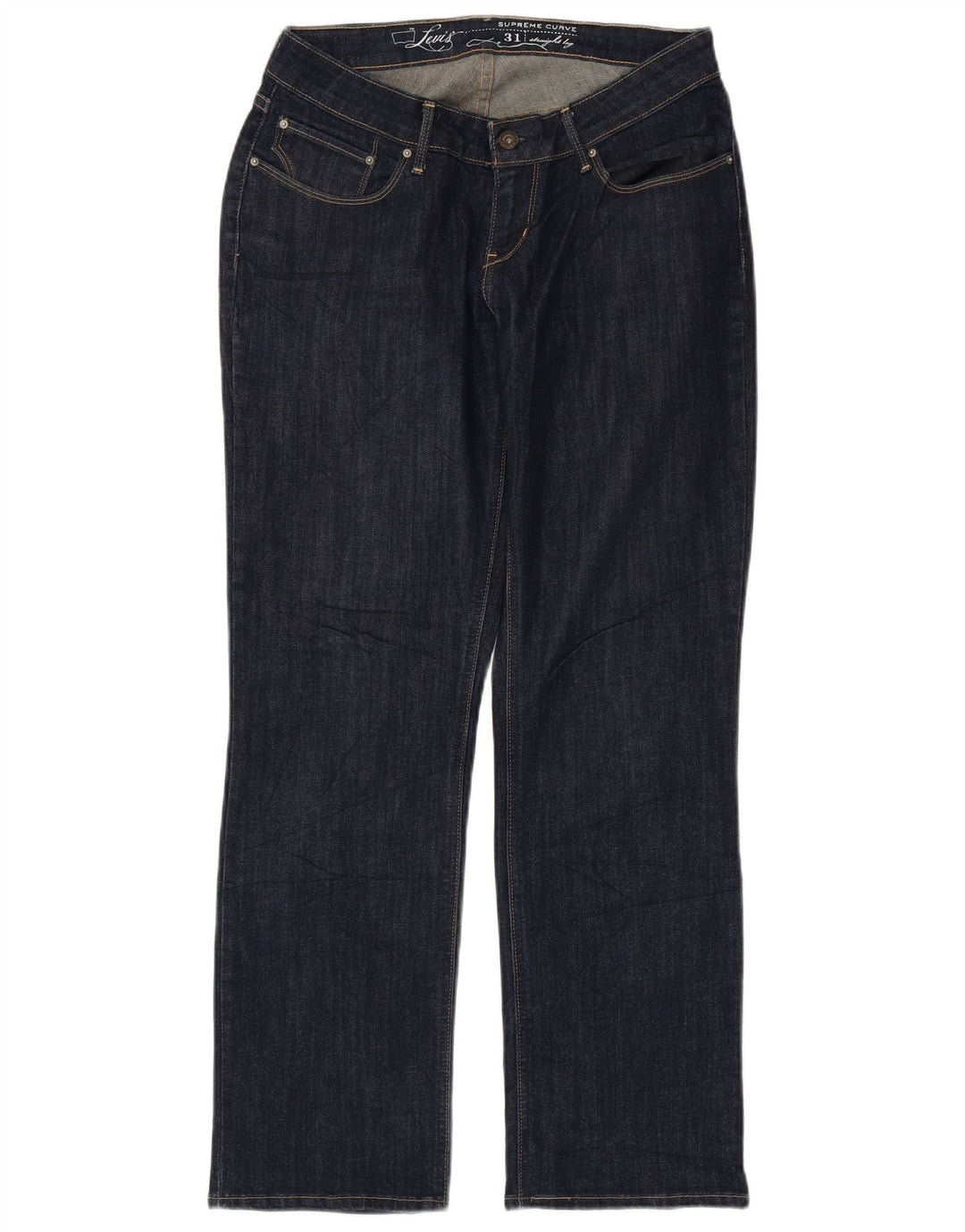 LEVI'S Damen Straight Jeans W31 L30 Marineblaue Baumwolle