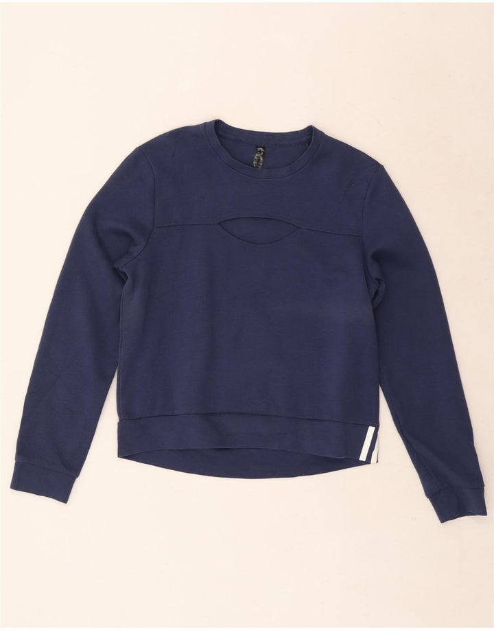 Adidas Damen Sweatshirt Pullover UK 12/14 Medium Marineblau Baumwolle