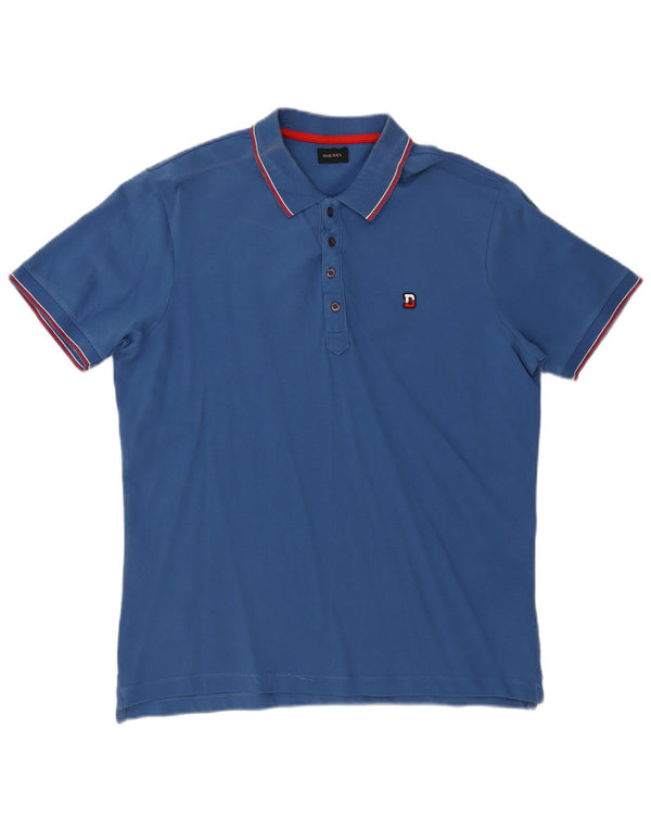 Diesel Herren Poloshirt XL blau gestreift aus Baumwolle