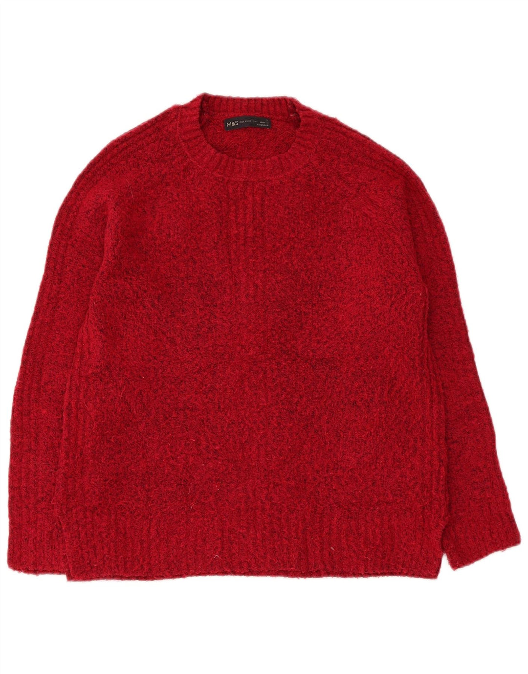 Marks & Spencer Damen-Pullover, übergroß, Rundhalsausschnitt, Gr. 10, Größe S, Rot