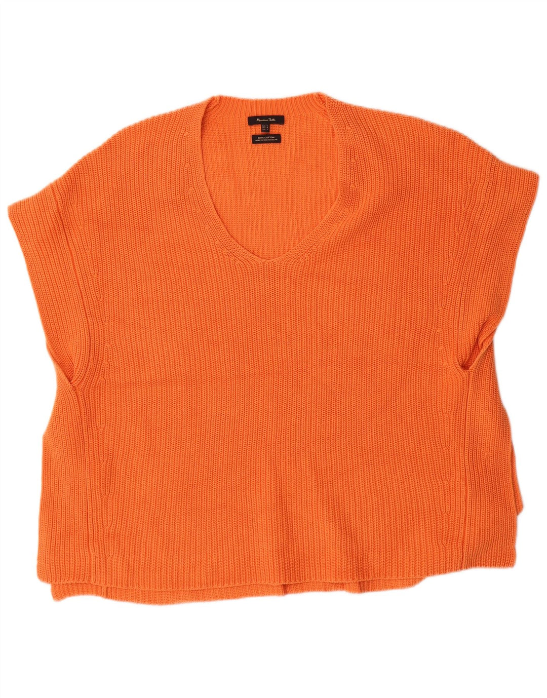 Massimo Dutti Damen Übergroßes Weste-Tanktop UK 14 Mittelorange Baumwolle