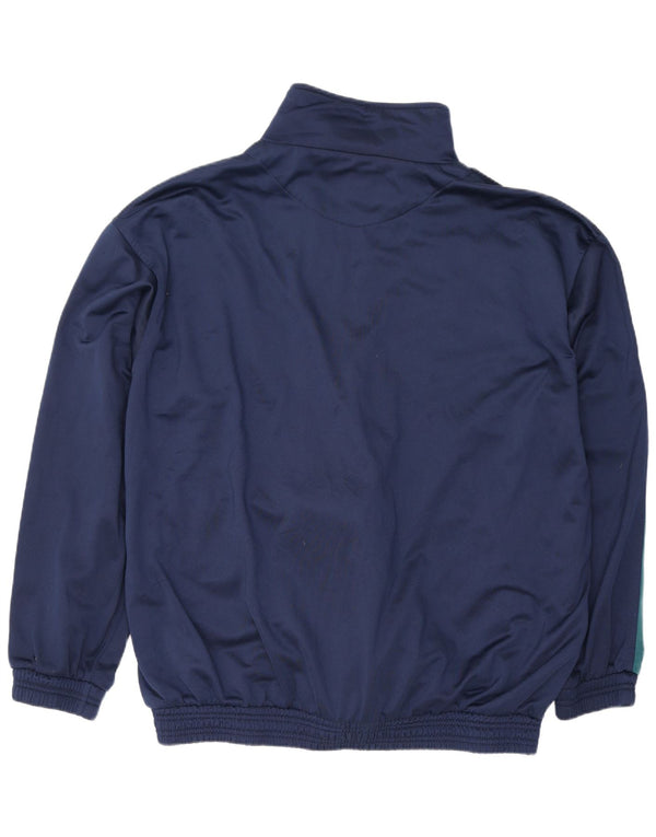 Vintage Mens Tracksuit Top Jacket 2XL Navy Blue Colourblock Polyester