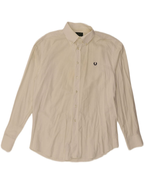 Fred Perry Herrenhemd 2XL aus weißer Baumwolle