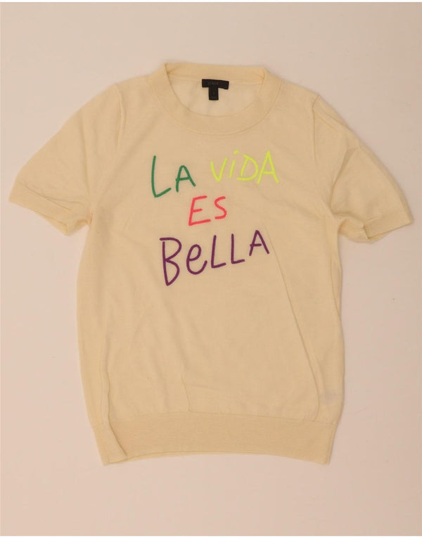 J. Crew Damen-Pullover mit grafischem Rundhalsausschnitt, UK 14, Größe L, gebrochenes Weiß