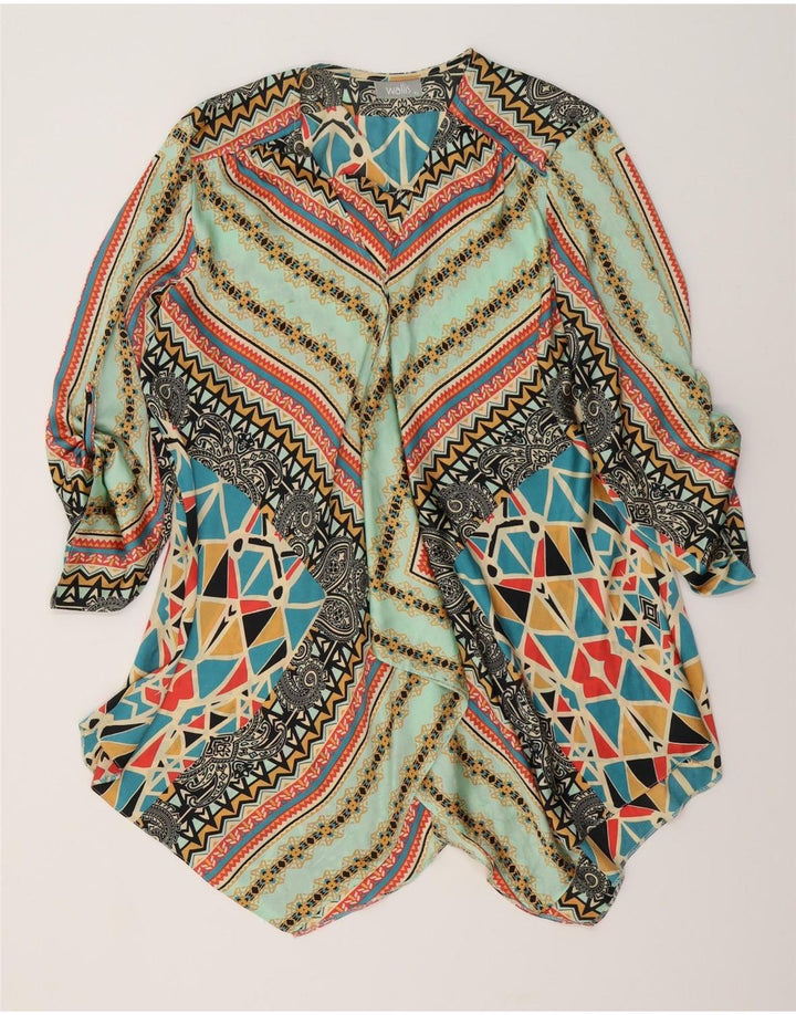 WALLIS Damen Asymmetrisches Cardigan-Oberteil UK 18 XL Mehrfarbig Geometrisch