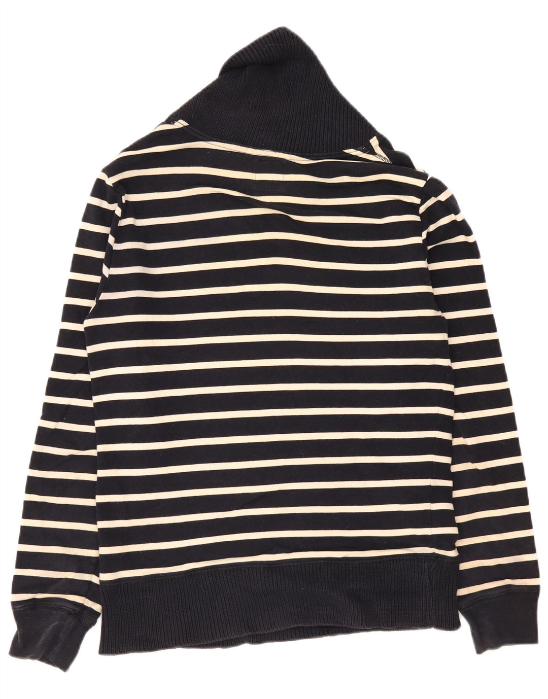 Zara Herren-Pullover mit Schalkragen, mittelgroß, marineblau gestreift