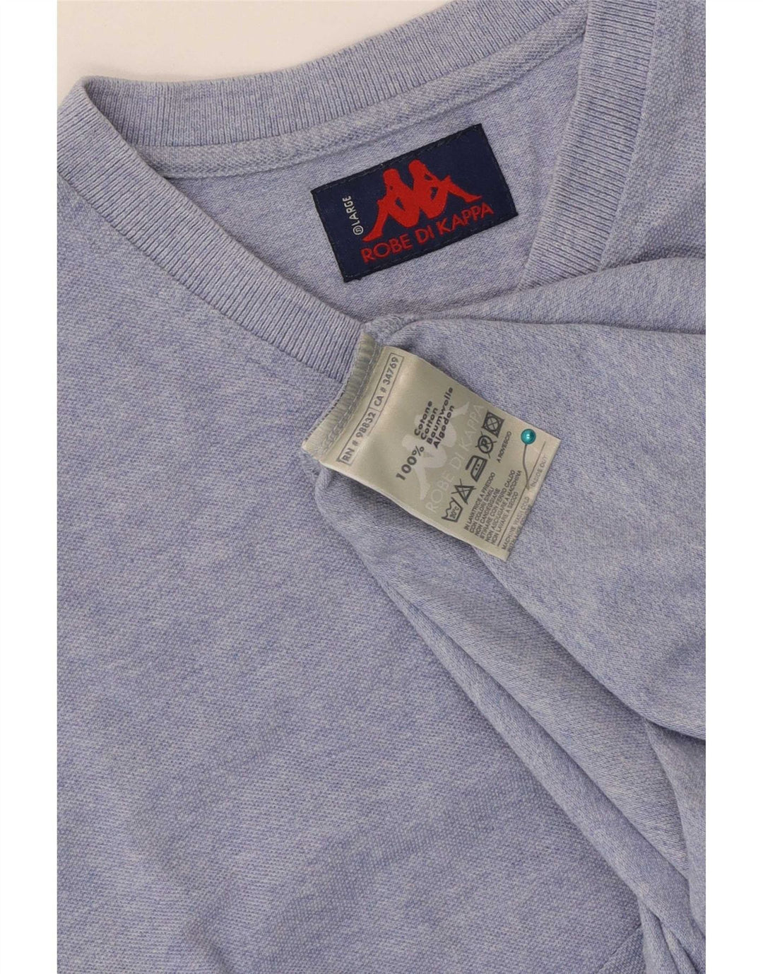 Kappa Herren Kurzarm-T-Shirt-Oberteil, groß, blaue Baumwolle