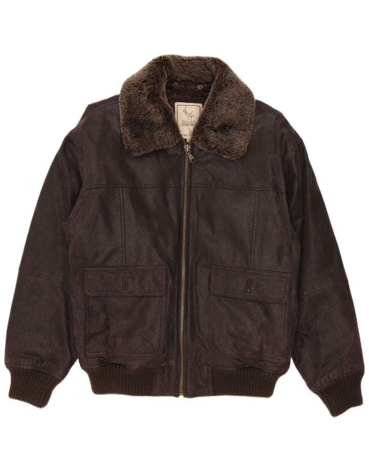 Blustaff Herren Bomber Shearling Jacke UK 38 Mittelbraunes Leder