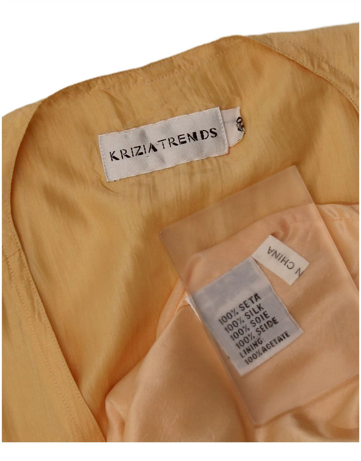 Krizia Damen Ärmelloses Cardigan-Oberteil IT 40 Small Gelbe Seide