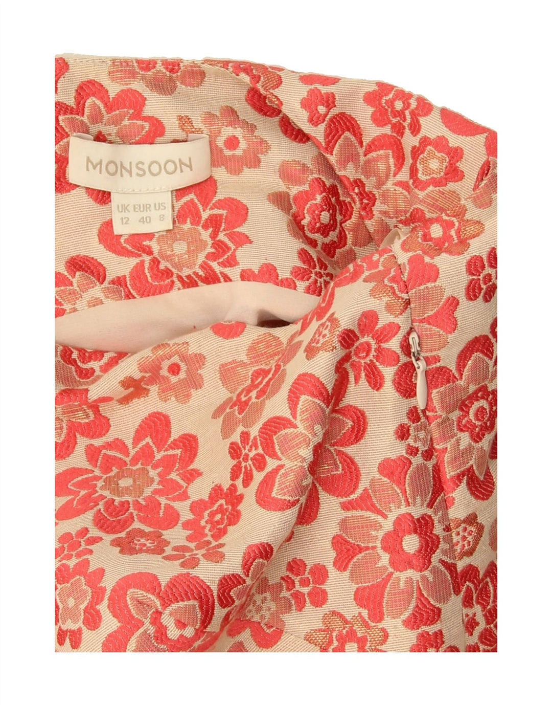 MONSOON Womens Sleeveless Sheath Dress UK 12 Medium Pink Floral Polyester Vintage Monsoon and Second-Hand Monsoon from Messina Hembry 