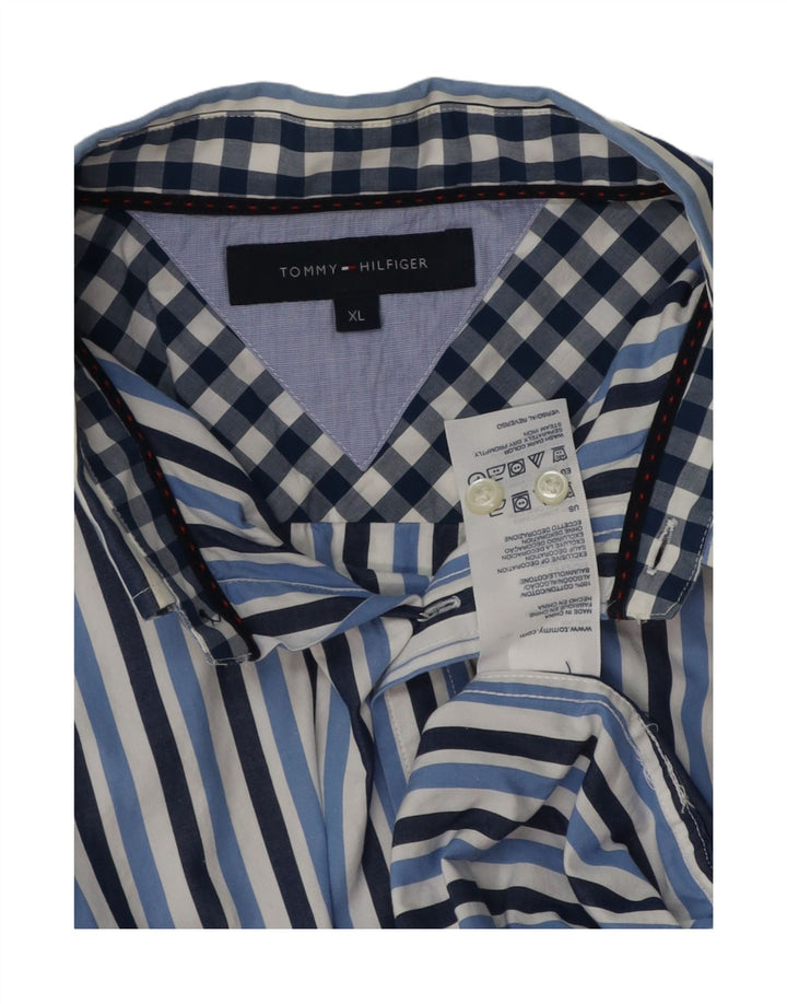 TOMMY HILFIGER Herrenhemd XL blau gestreift aus Baumwolle