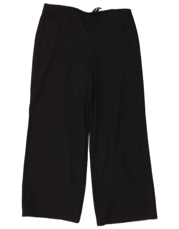 Zara Damen-Hose mit weitem Bein, kurz geschnitten, XS, W25, L28, grau gestreift, Polyester