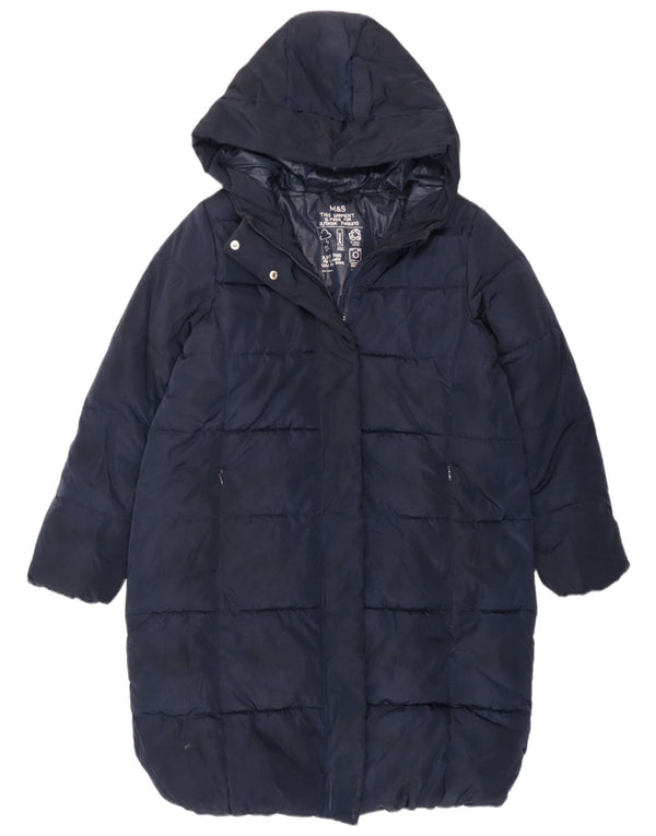 Marks & Spencer Wattierter Mantel für Mädchen mit Kapuze, 11–12 Jahre, Marineblau, Polyester