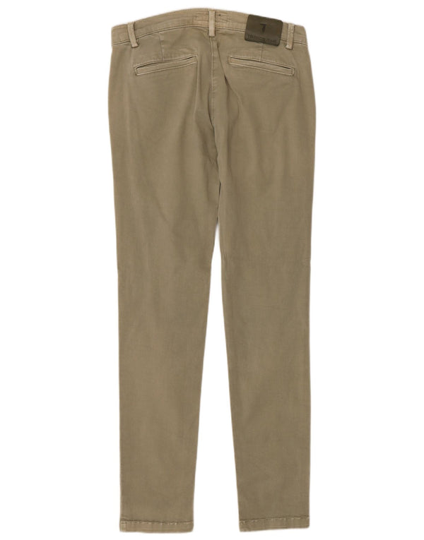 Trussardi Damen Slim Chino-Hose IT 38 XS W30 L31 Khaki Baumwolle