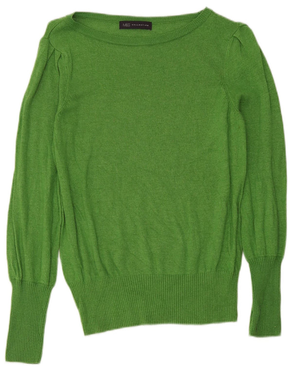 Marks & Spencer Damen-Pullover mit U-Boot-Ausschnitt, UK 12, mittelgrüne Viskose