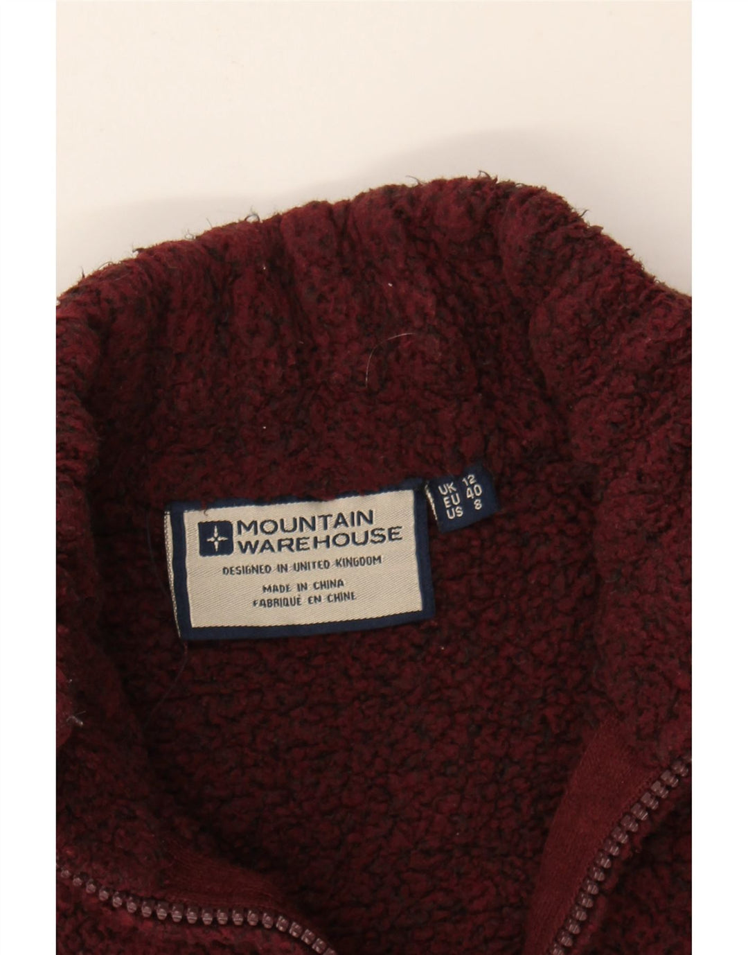 MOUNTAIN WAREHOUSE Womens Fleece Jacket UK 12 Medium  Burgundy Polyester Vintage Mountain Warehouse and Second-Hand Mountain Warehouse from Messina Hembry 
