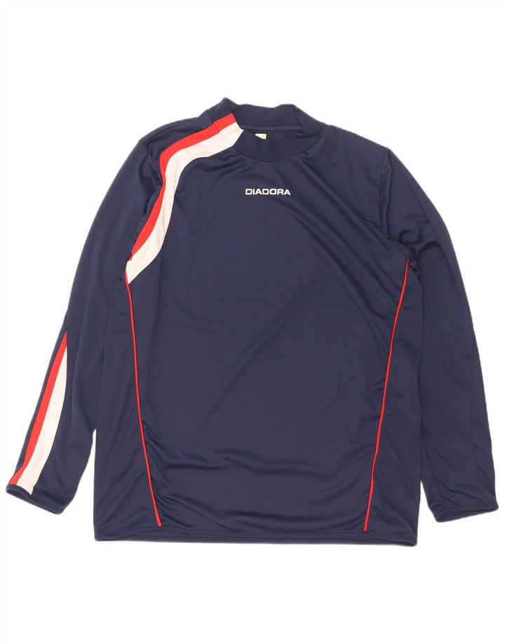 Diadora Herren-Oberteil, langärmelig, XL, Marineblau, Farbblock-Polyester