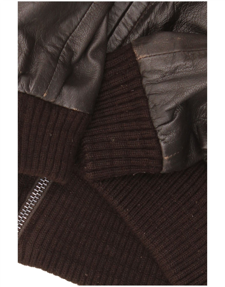 Zara Damen Lederjacke UK 10 Kleines braunes Leder