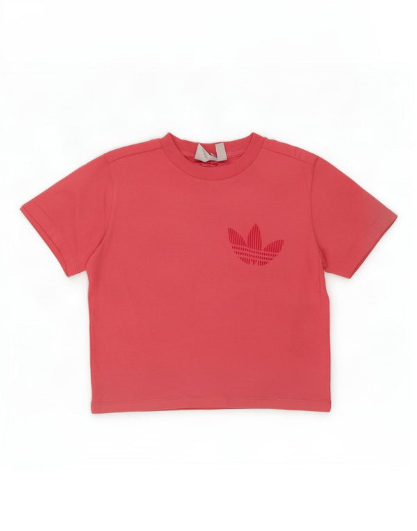 Adidas Damen Crop Graphic T-Shirt Top UK 10 Small Rosa Baumwolle