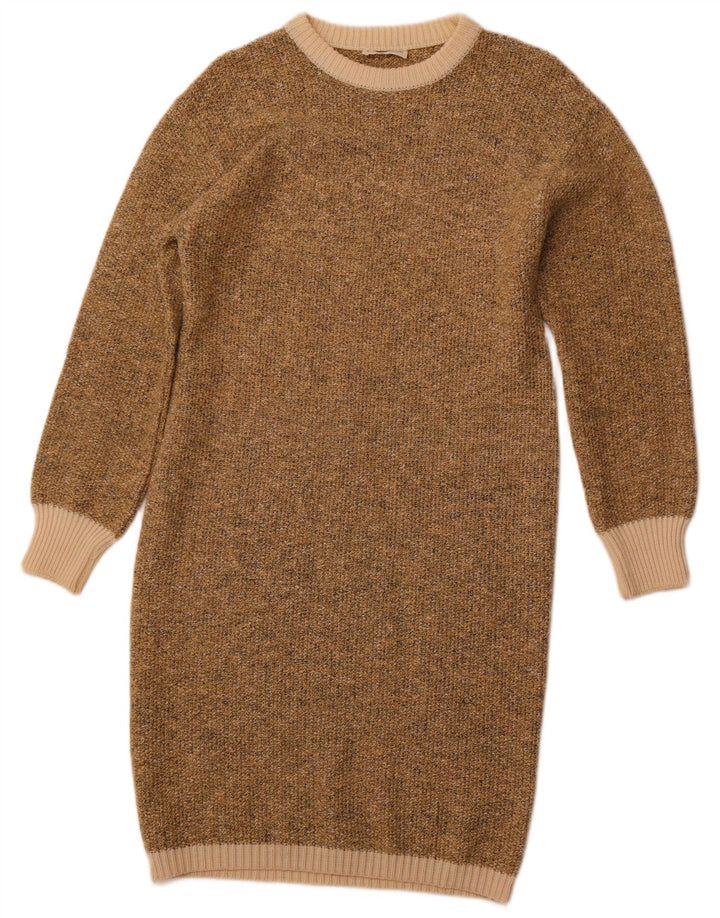 ELLE ERRE Damen Langarm-Pulloverkleid IT 42 Mittelbraune Wolle