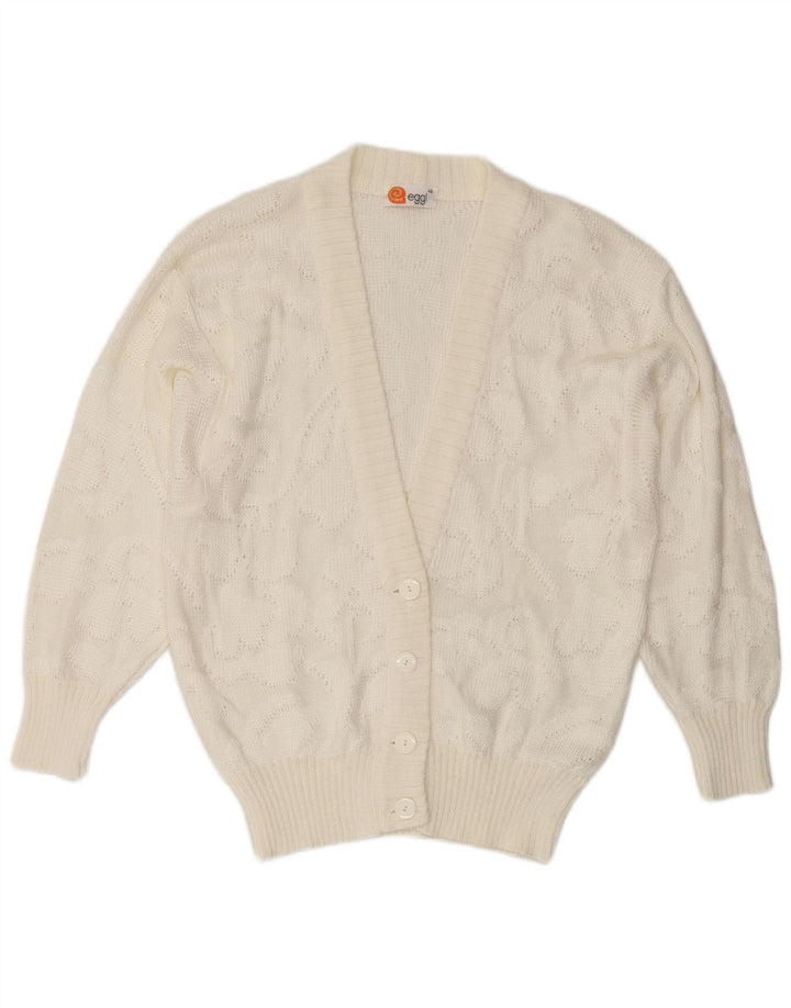 Vintage Damen Cardigan Pullover IT 46 Großes weißes Acryl