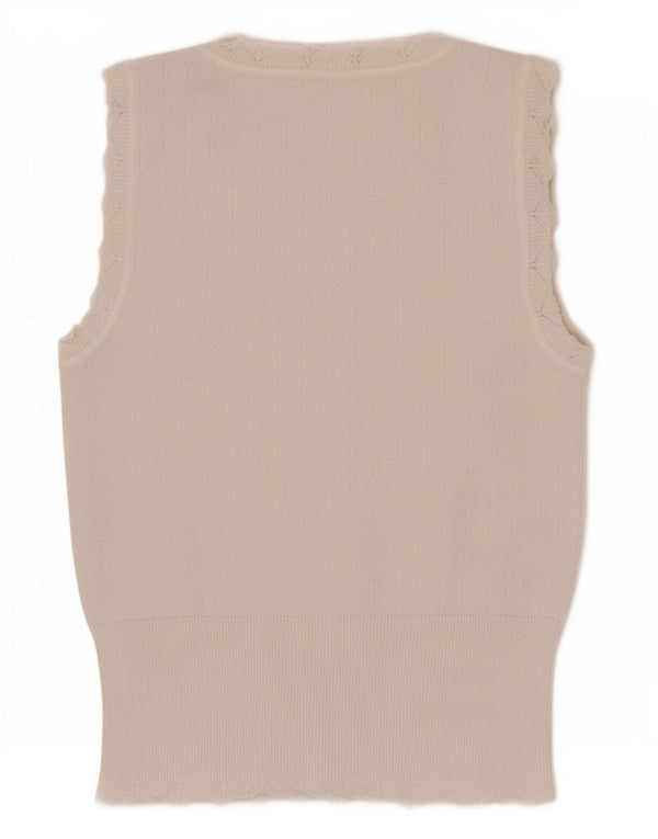 Zara Damen Weste Top UK 12 Mittelweiße Viskose