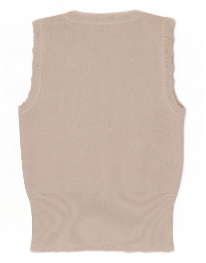 Zara Damen Weste Top UK 12 Mittelweiße Viskose