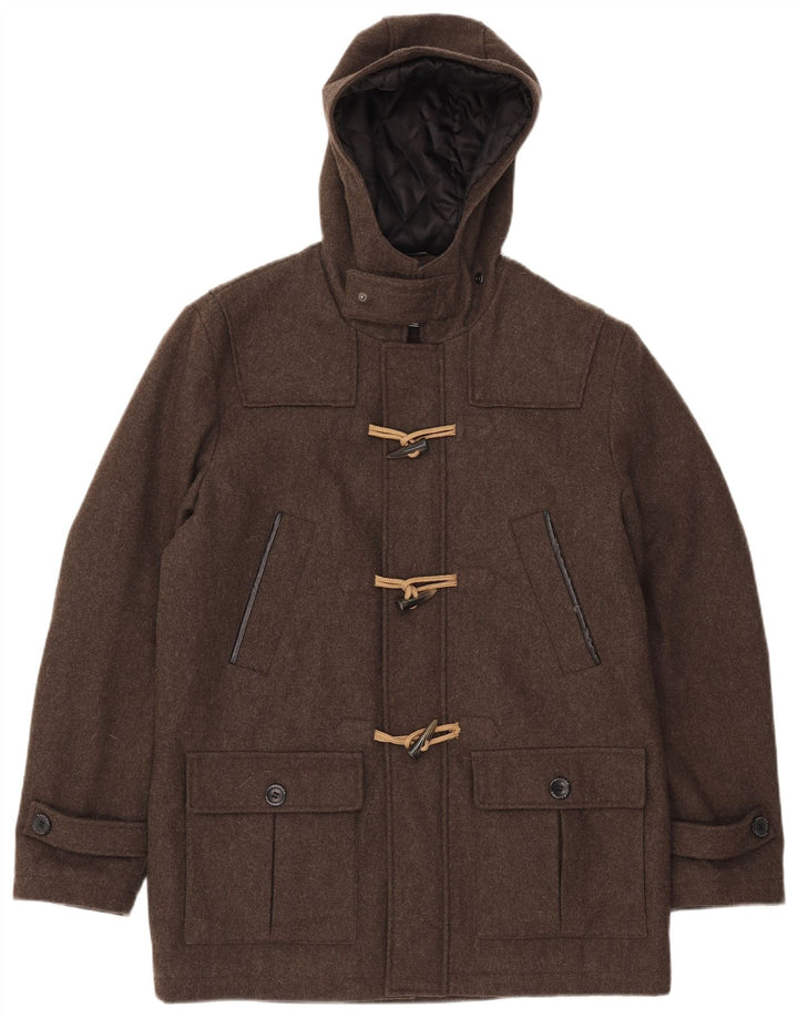Nautica Herren-Dufflecoat mit Kapuze, UK 38, mittelbraune Wolle