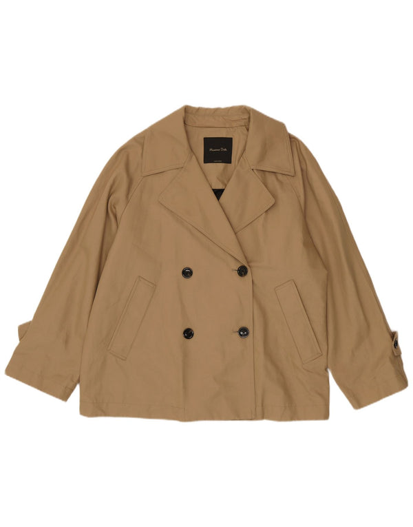 Massimo Dutti Damen Kurzer übergroßer Trenchcoat UK 14 Mittelbeige Baumwolle