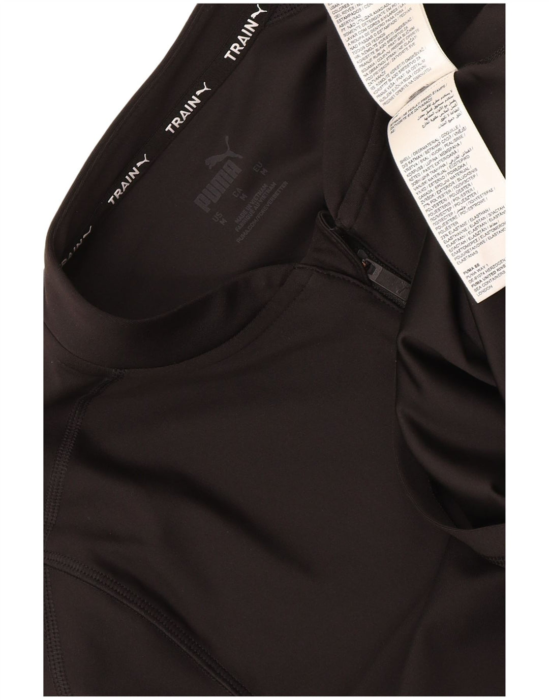 Puma Damen Crop Zip Neck Pullover Trainingsanzug Top UK 12 Medium Schwarz