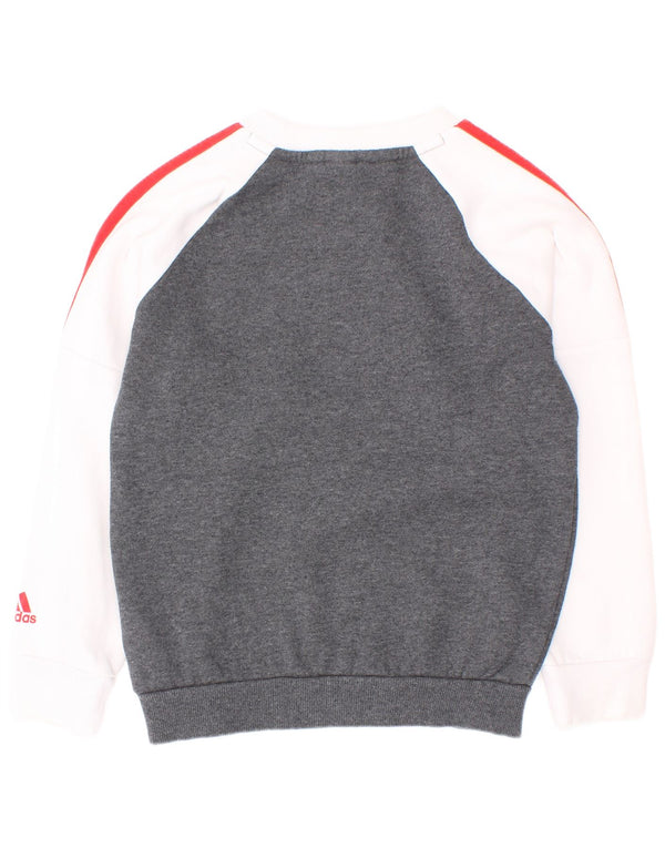 Adidas Jungen Grafik-Sweatshirt-Pullover, 5–6 Jahre, weiße Farbblock-Baumwolle