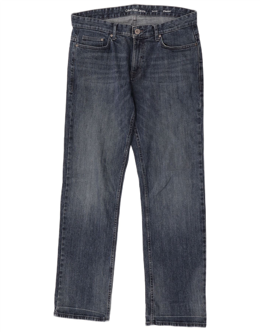 Calvin Klein Herren Straight Jeans W34 L32 Blaue Baumwolle