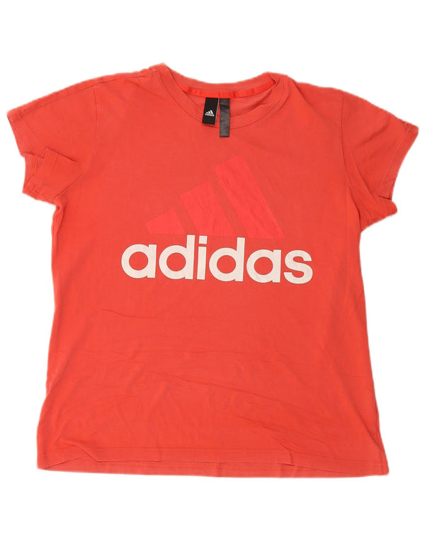 ADIDAS Damen Grafik T-Shirt Top UK 18 XL Rot Baumwolle