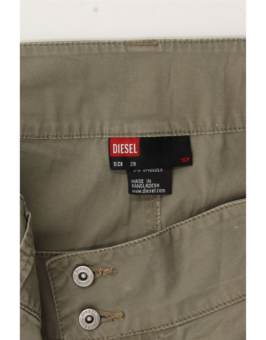 DIESEL Damen Hot Pants W29 Medium Khaki Baumwolle
