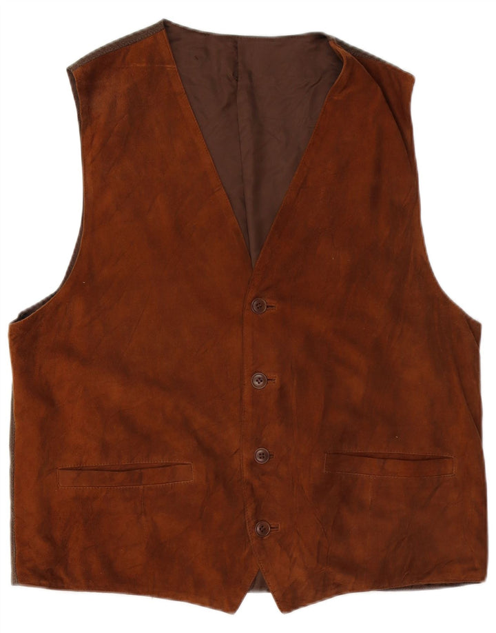Mabrun Herren Wildlederweste IT 56 XL Braunes Leder