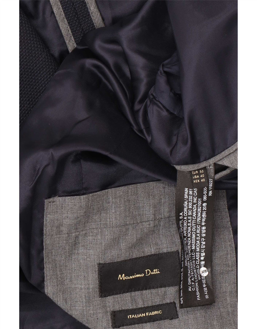 Massimo Dutti Herren-Blazer mit 2 Knöpfen, EU 50, mittelmarineblaue Wolle