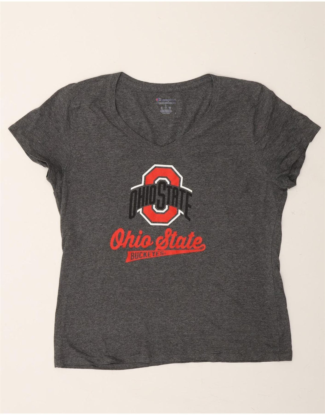 CHAMPION Womens Graphic T-Shirt Top UK 16 Large Grey Polyester Vintage Champion and Second-Hand Champion from Messina Hembry 