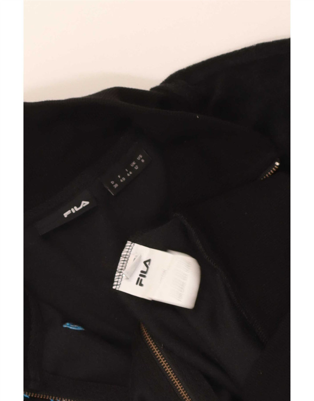 Fila Womens Graphic Trainingsanzug Top Jacke UK 12 Mittelschwarze Baumwolle