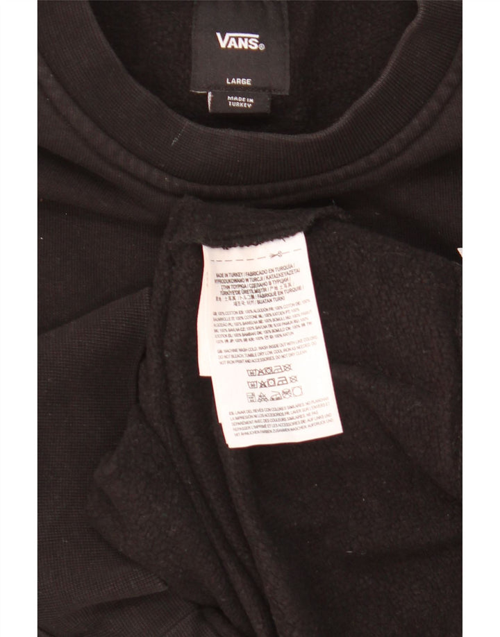 Vans Damen Grafik-Sweatshirt-Pullover UK 16 Große schwarze Baumwolle