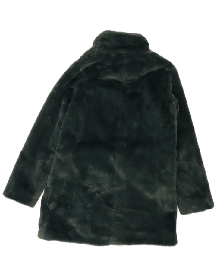Fat Face Damen Übergroßer Kunstpelzmantel UK 10 Small Grün Polyester