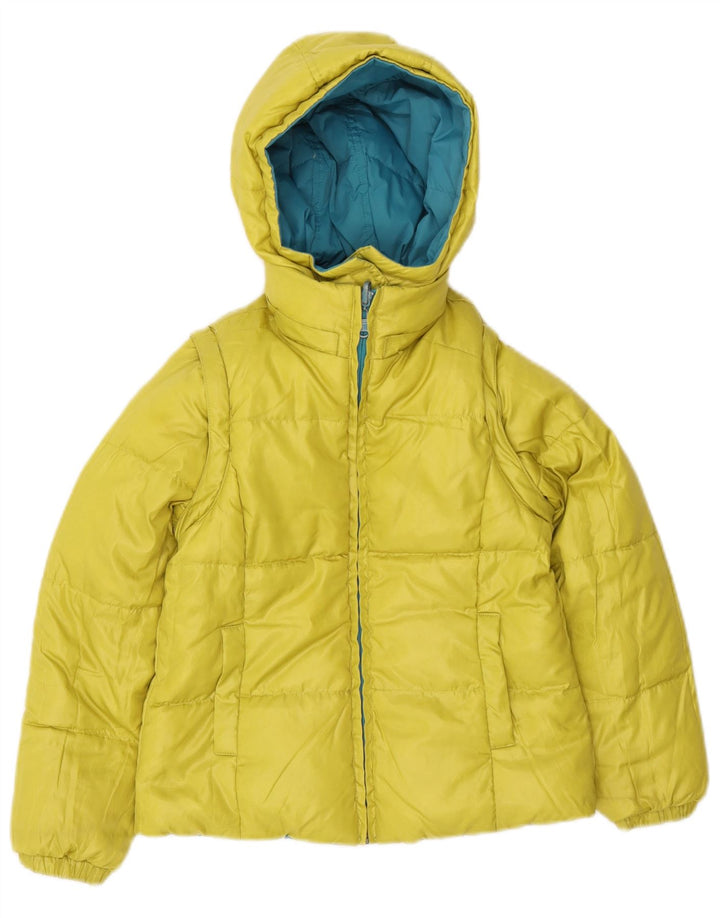 Benetton Wendbare wattierte Jacke mit Kapuze für Mädchen, 7–8 Jahre, Mittelblau