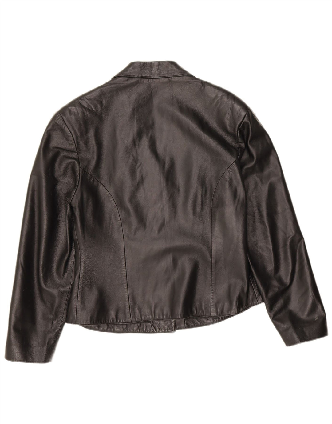 Vintage Damen 3 Knopf Leder Blazer Jacke IT 46 Großes schwarzes Leder