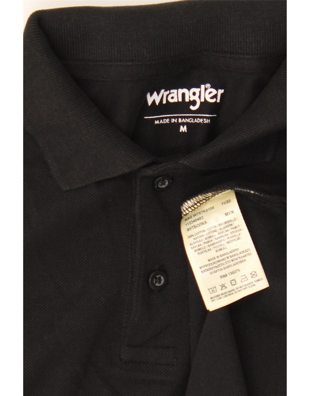 WRANGLER Mens Polo Shirt Medium Black Cotton Vintage Wrangler and Second-Hand Wrangler from Messina Hembry 