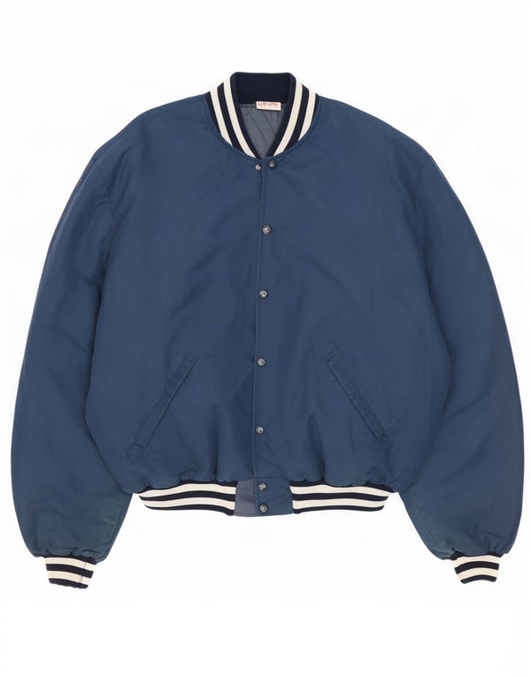 Vintage Mens Graphic Varsity Jacket UK 44 2XL Blue