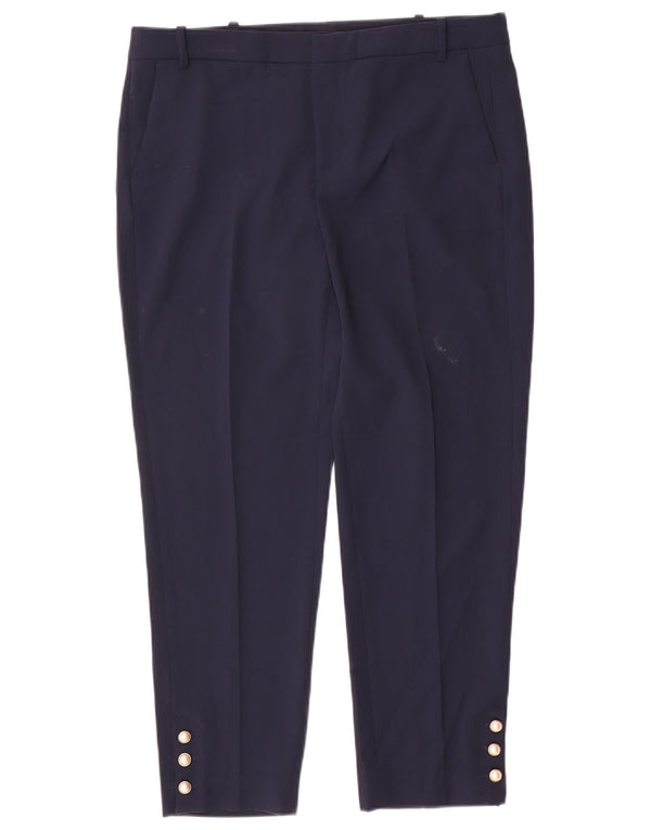 Schmale, verkürzte Damenhose von Zara, Größe L, W34, L26, Marineblau