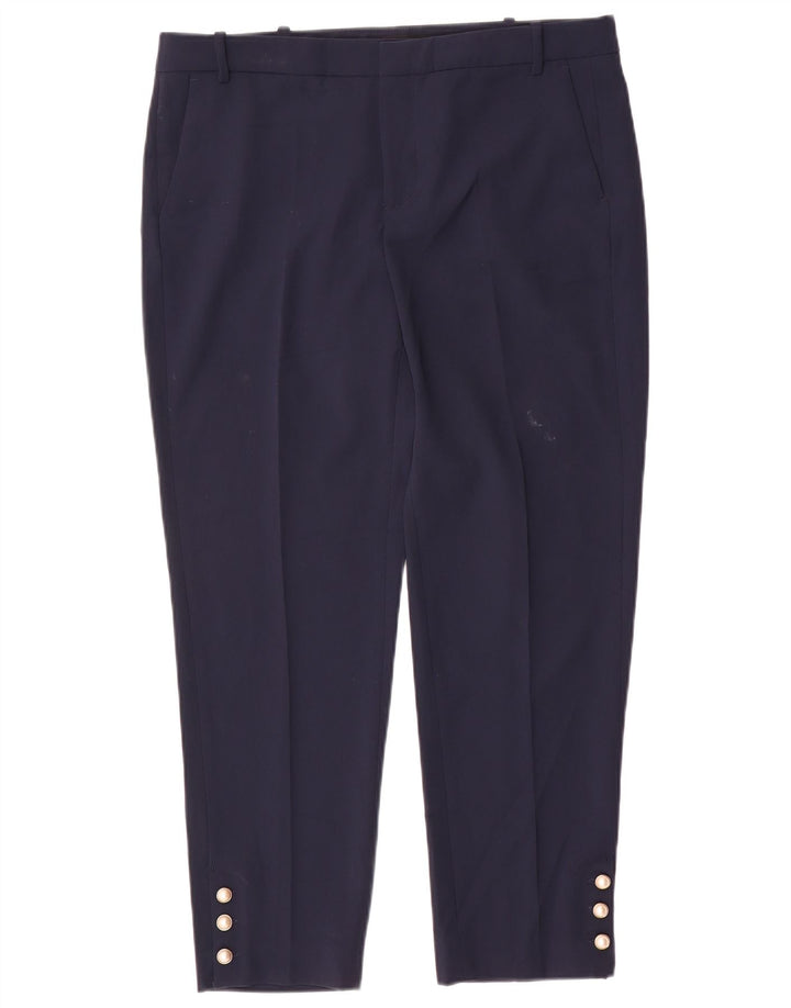 Schmale, verkürzte Damenhose von Zara, Größe L, W34, L26, Marineblau